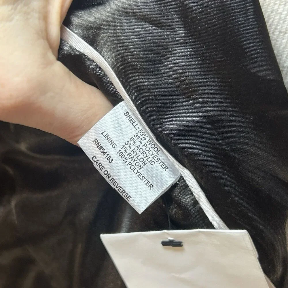 Calvin Klein Womens Wool Blend Belted Tan Wrap Coat Size Medium - Picture 7 of 11